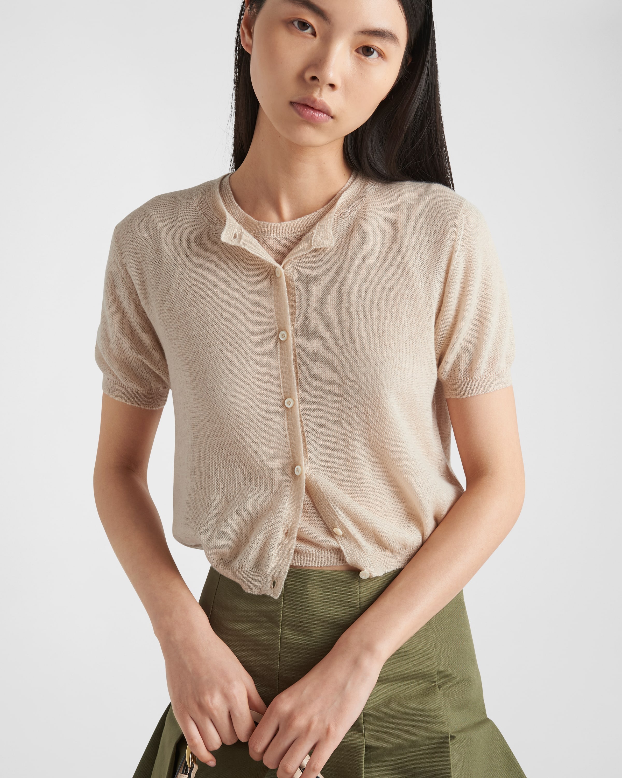 Short-sleeved cashmere cardigan - 4