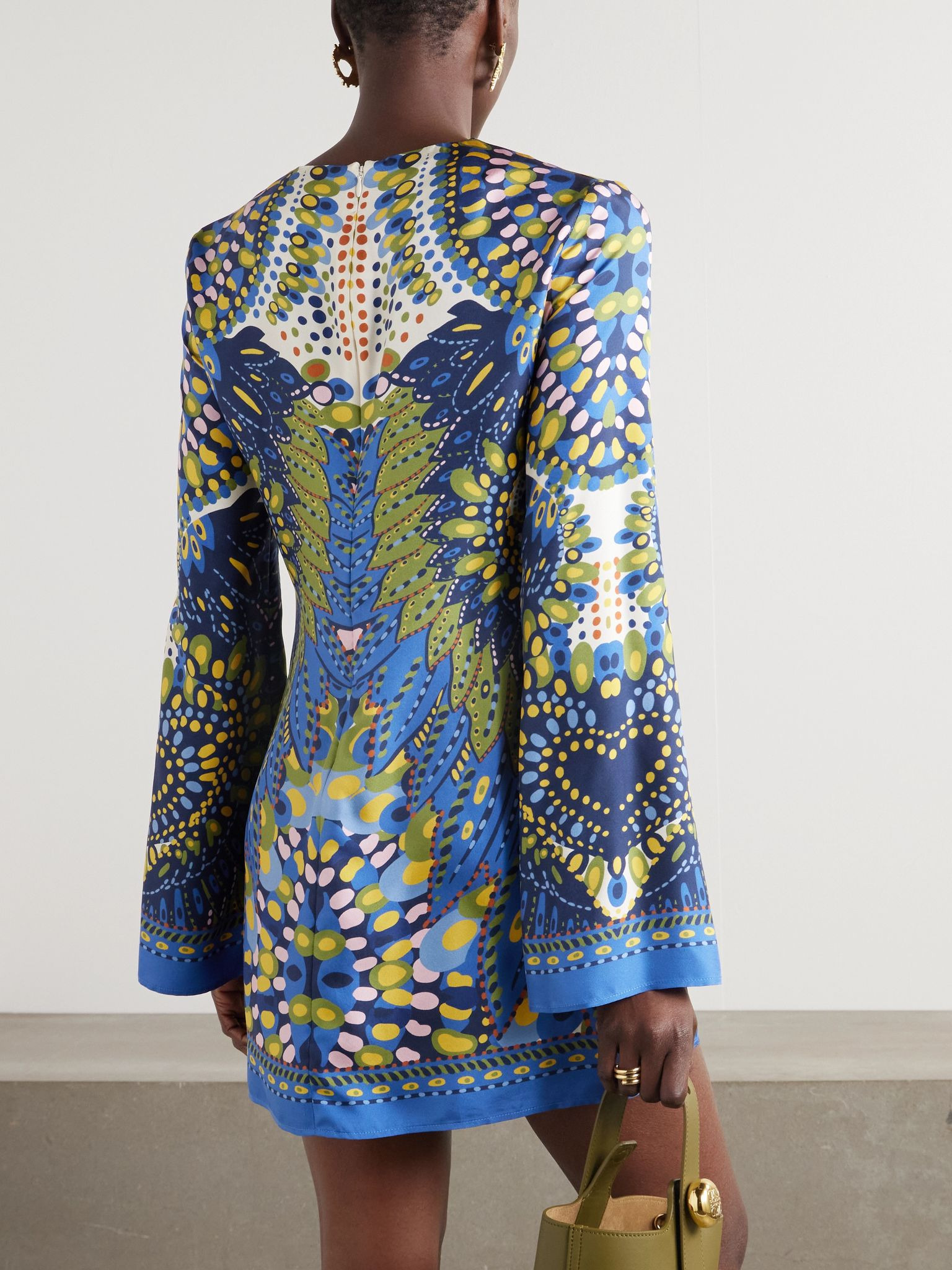 Supreme Swing printed silk-twill mini dress Blue - 3