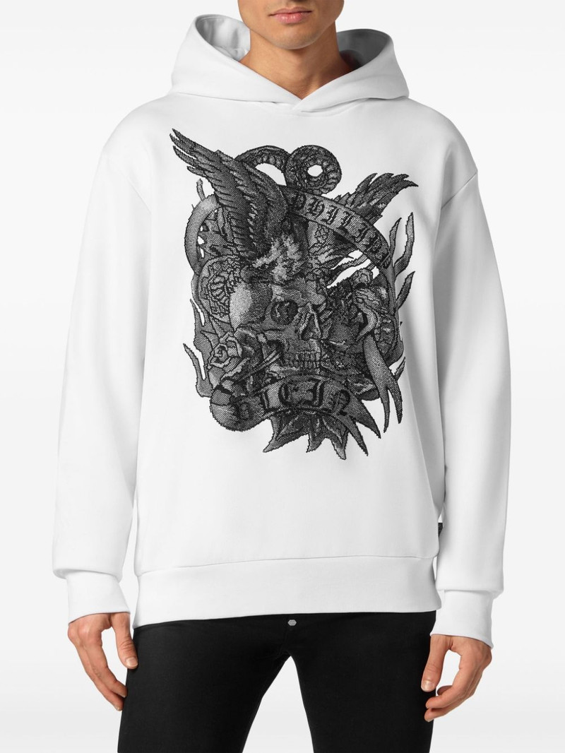 PHILIPP PLEIN Crystal Tattoo crystal-embellished hoodie outlook