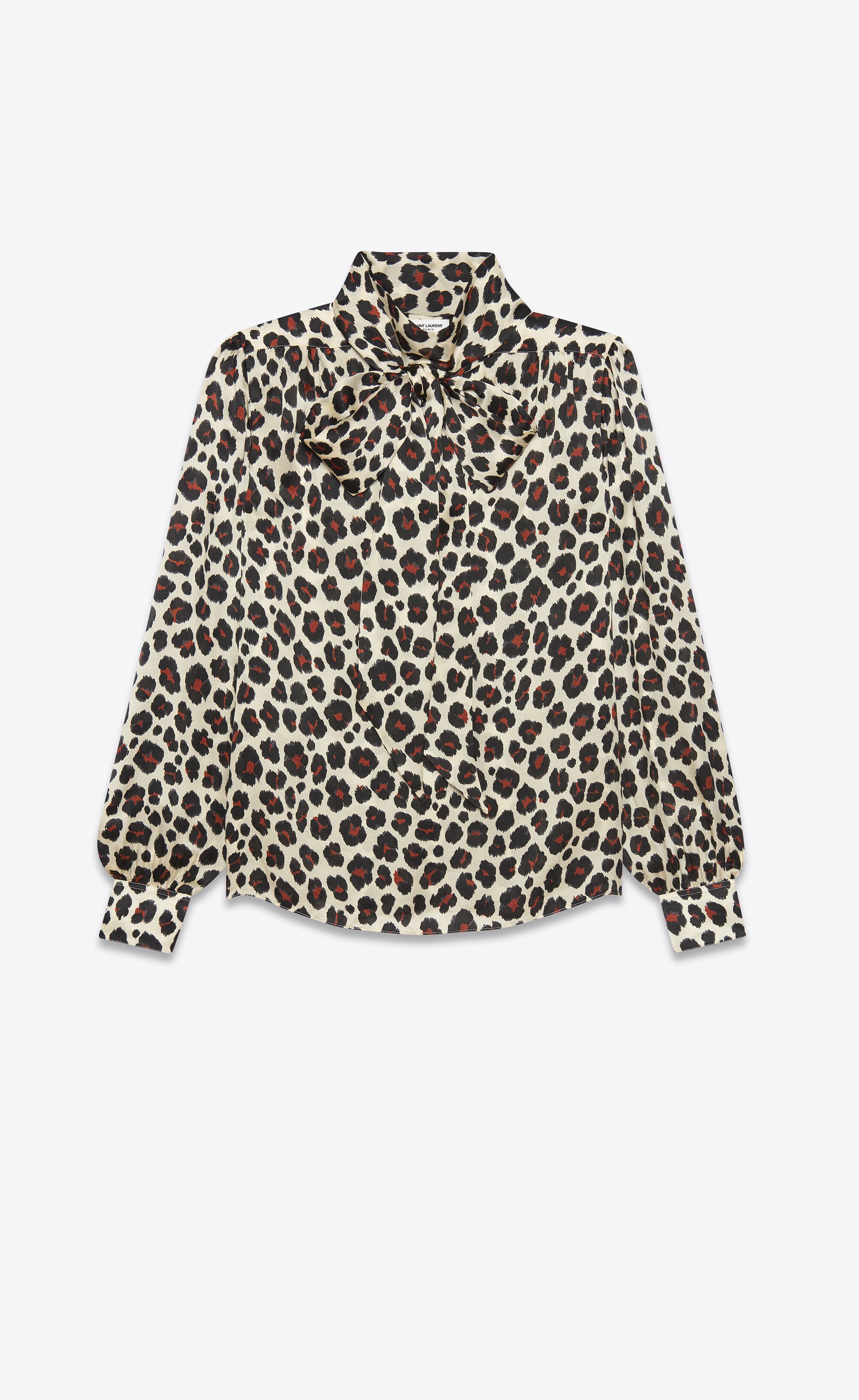 lavallière-neck blouse in leopard-print silk muslin - 1