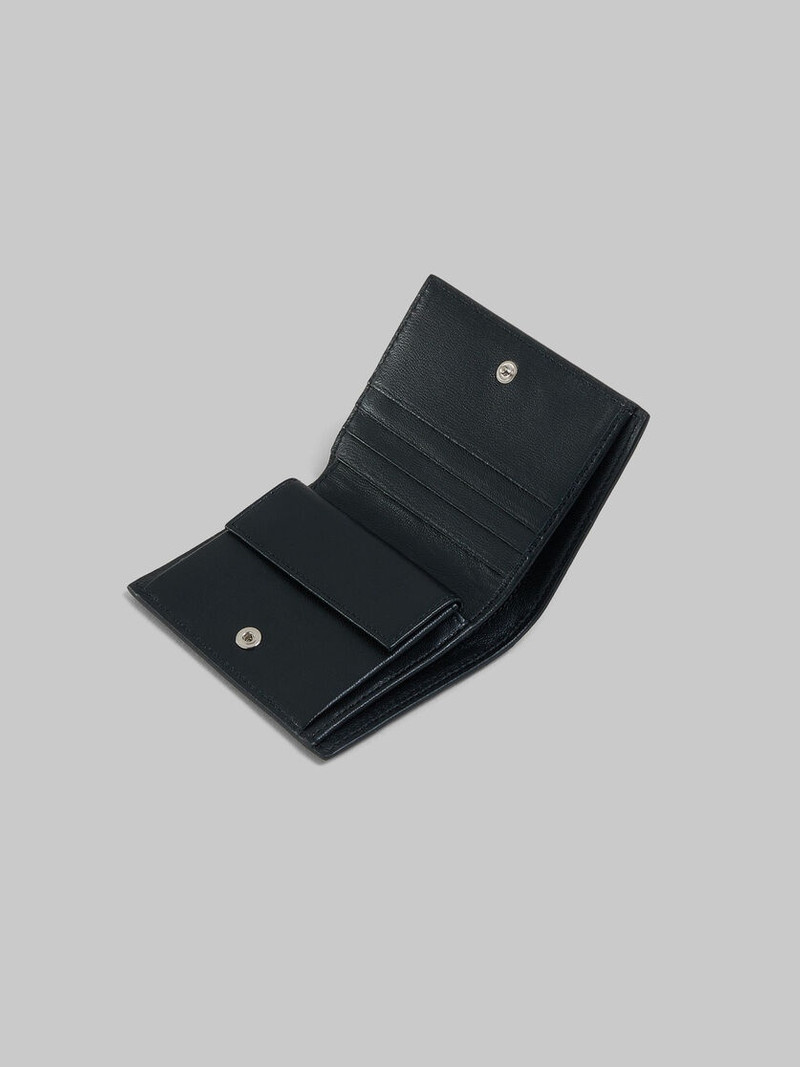 Marni BLACK LEATHER BIFOLD WALLET WITH MARNI MENDING outlook