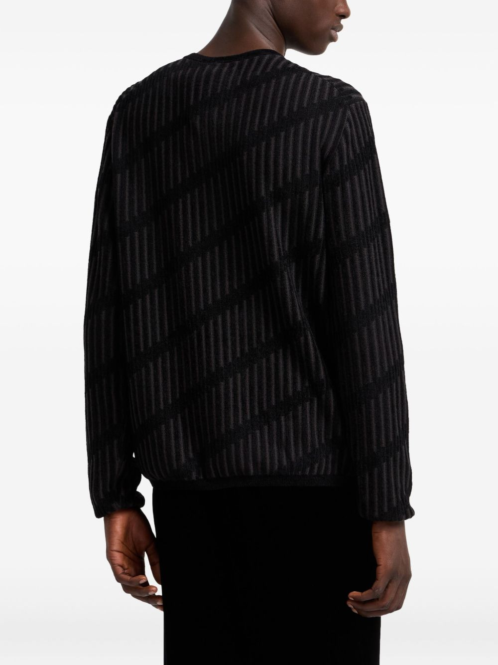 diagonal-stripe Henley sweater - 3