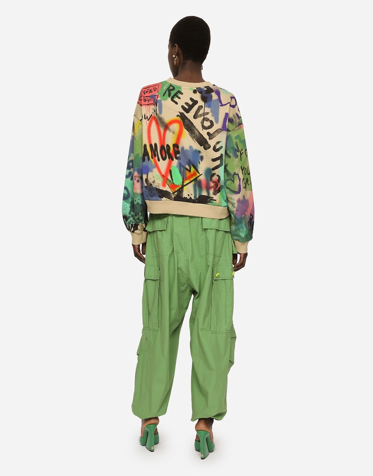 Cropped graffiti-print sweatshirt - 2