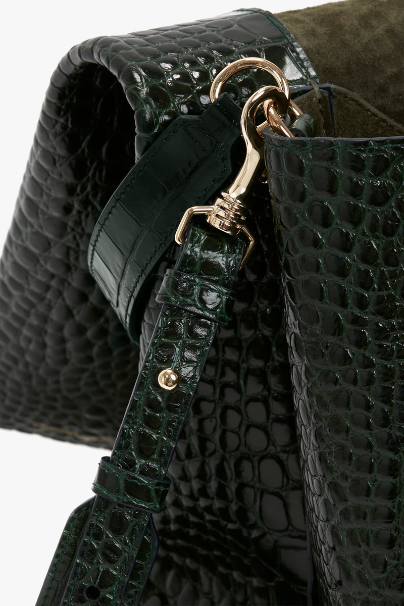 Jumbo Chain Pouch in Dark Forest Croc Leather 8