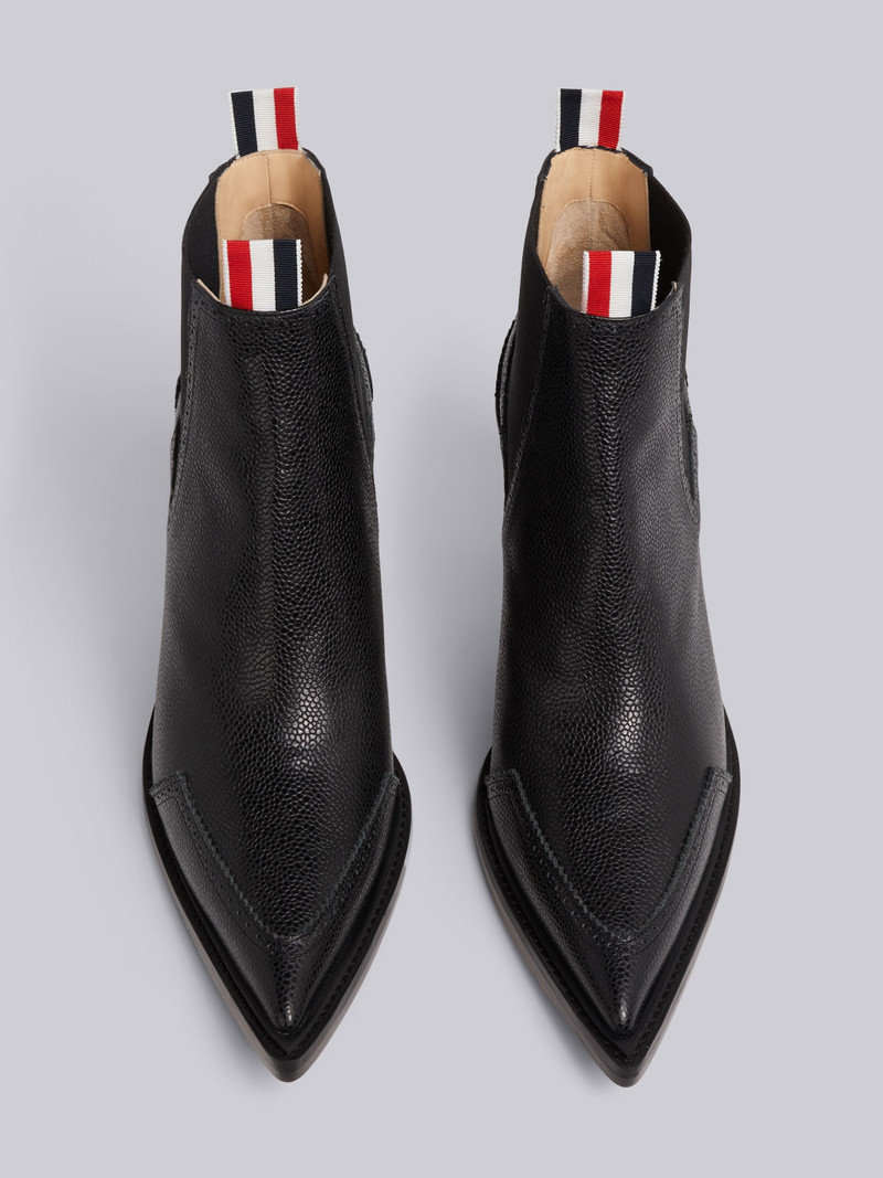 Black Pebbled Calfskin Brogue Spectator Long Point Boot 4