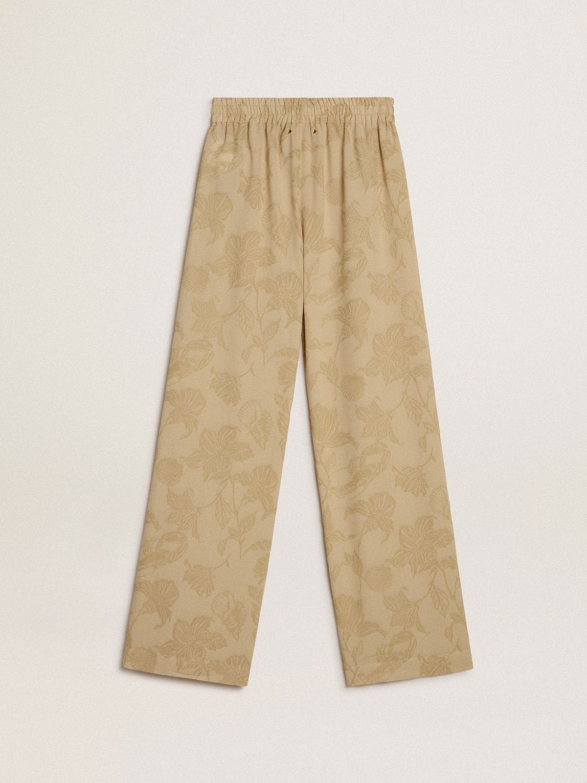 Women's pajama pants in beige jacquard with floral pattern - 6