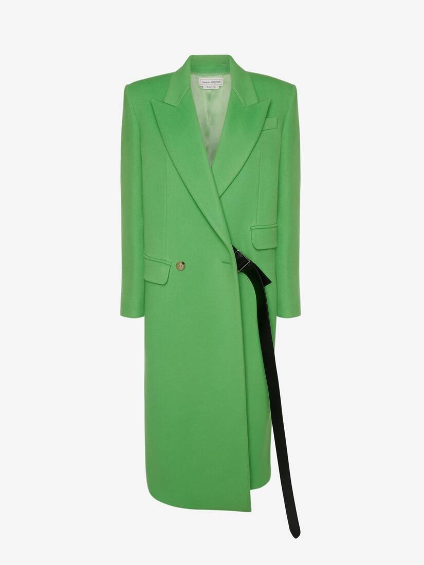 Women's Oversized Drop Hem Coat in Acid Green - 1