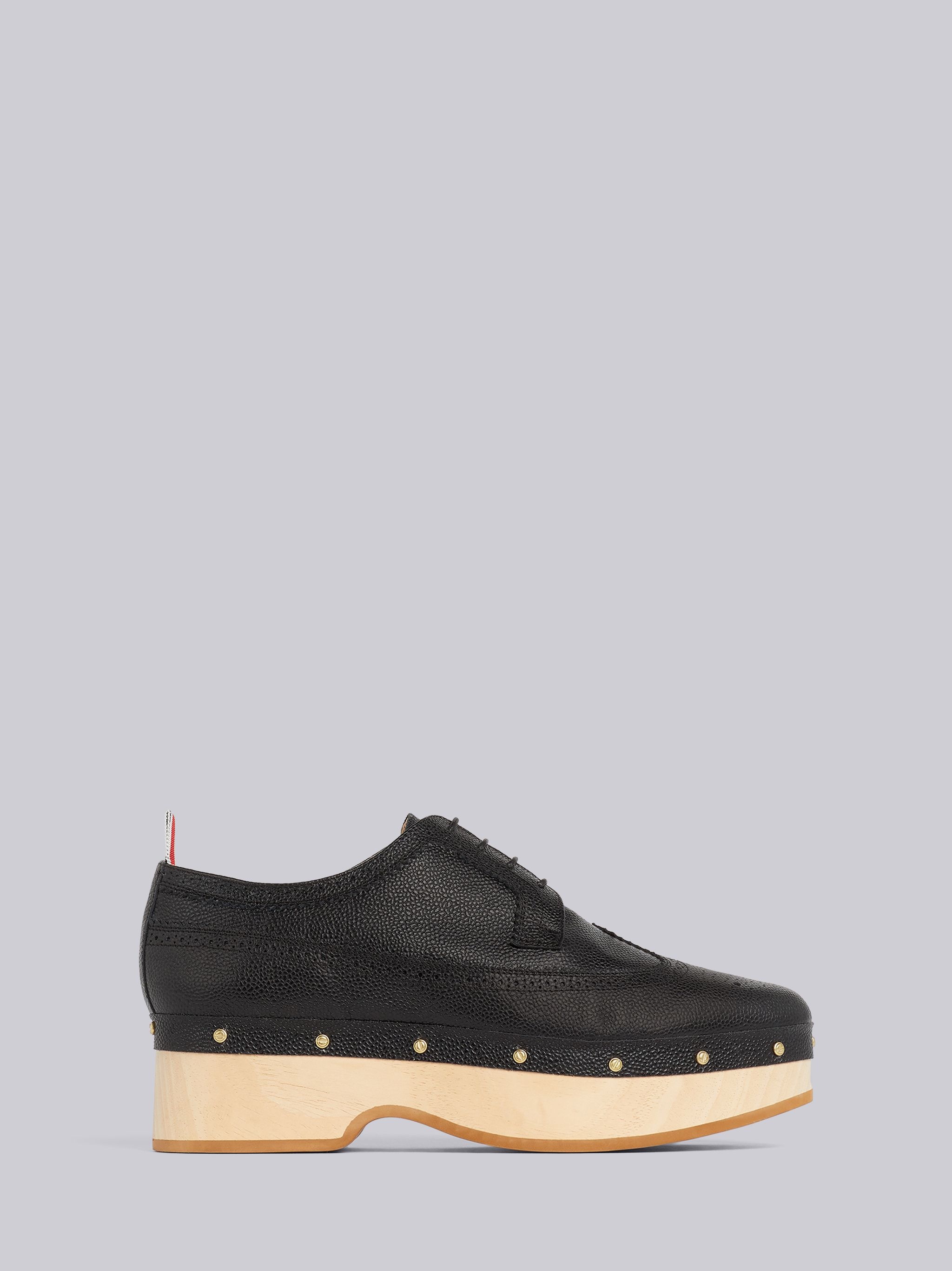 Black Pebbled Calfskin Longwing Brogue Clog - 1
