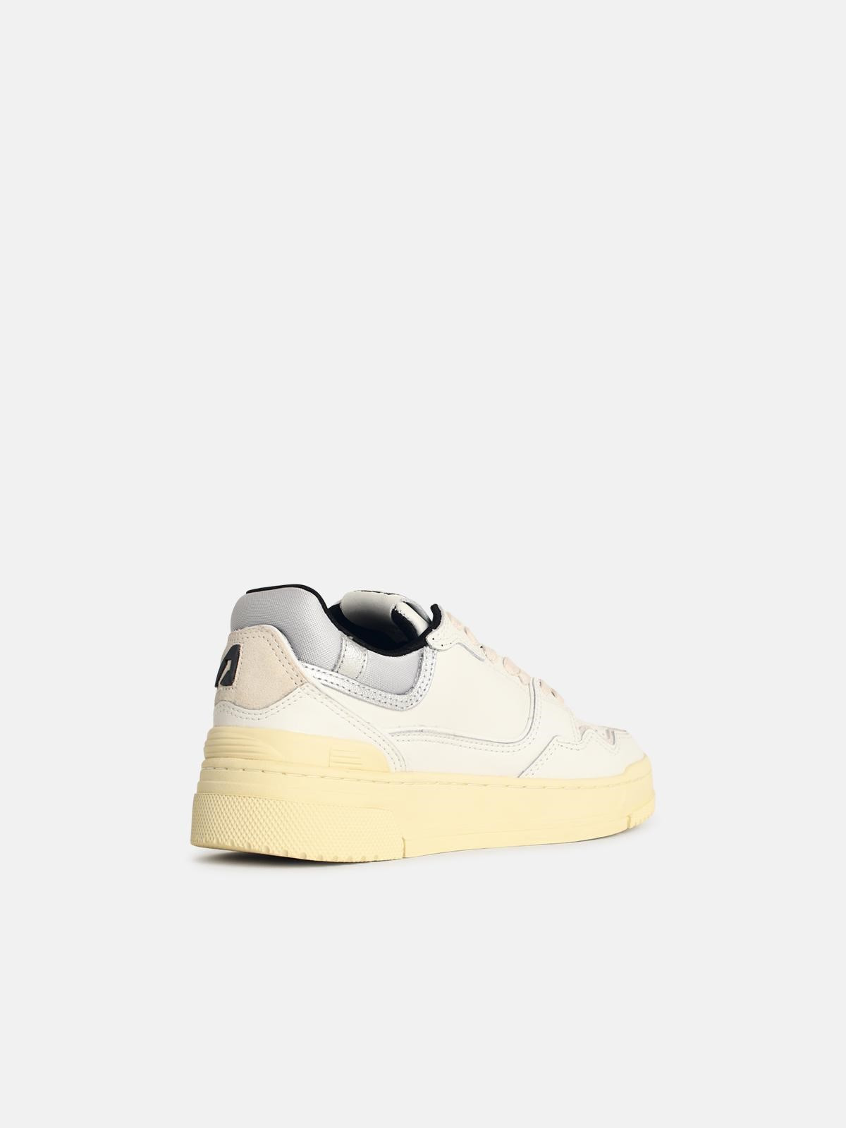 'CLC LOW' WHITE LEATHER AND SILVER SUEDE SNEAKERS - 3