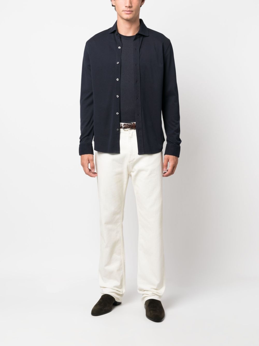 cutaway collar cotton shirt - 2