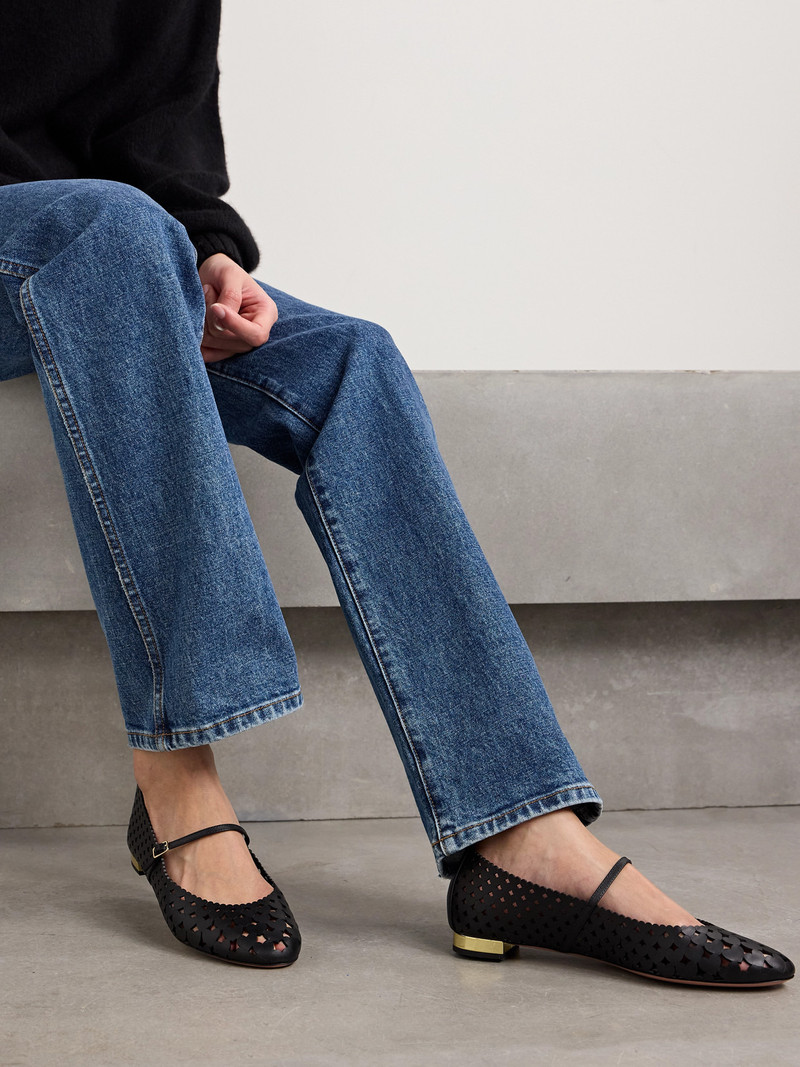 AQUAZZURA Amourose Cutout Leather Ballet Flats outlook