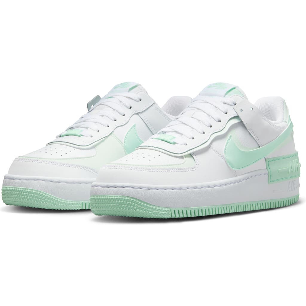 Nike Nike Air Force Shadow Sneaker in White/Mint/Green at