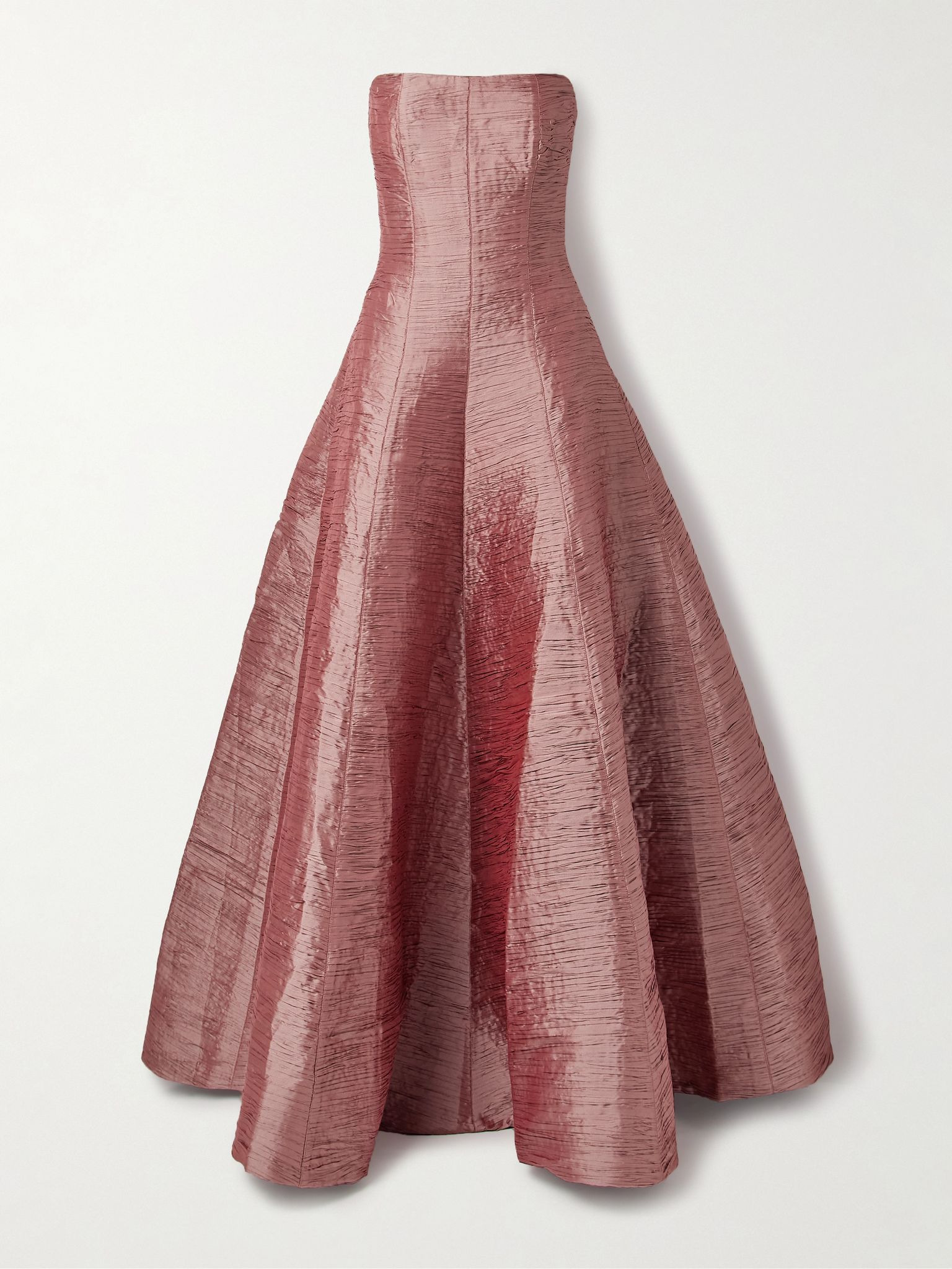 Strapless plissé-taffeta gown Antique rose - 1