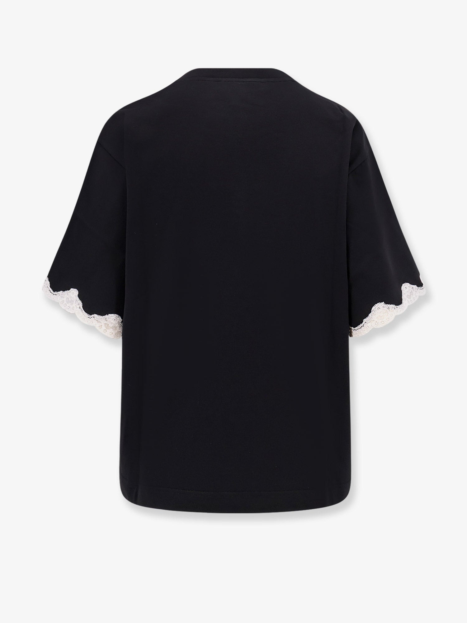 Cotton T-Shirt With Lace Details - 2