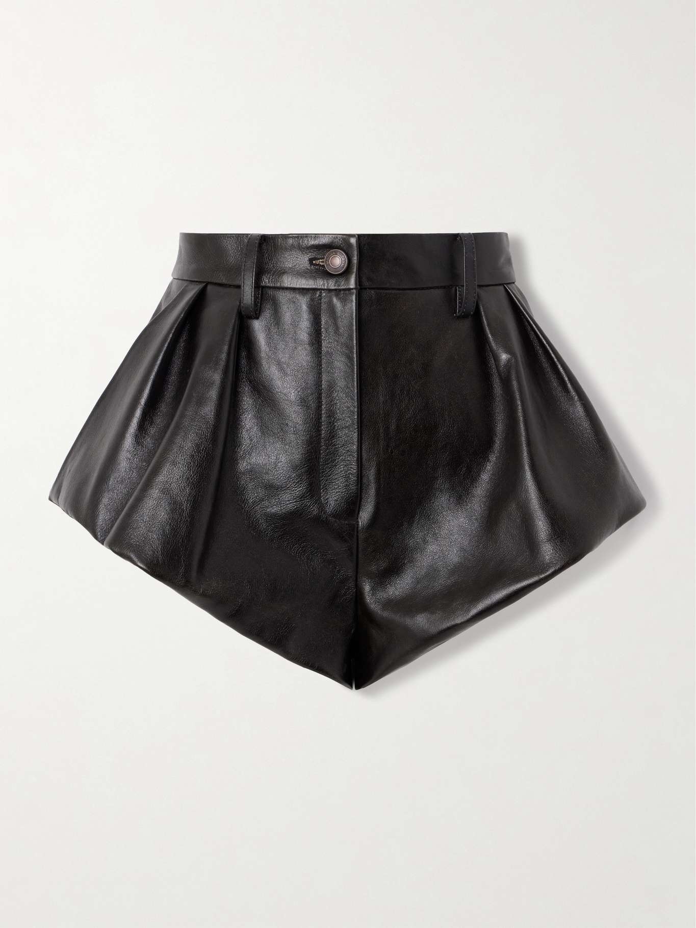 Pleated leather shorts Black - 1