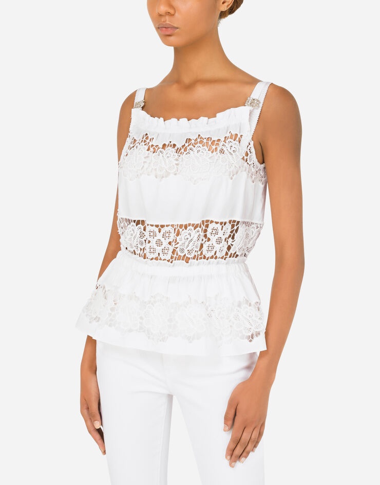 Poplin top with openwork embroidery - 4