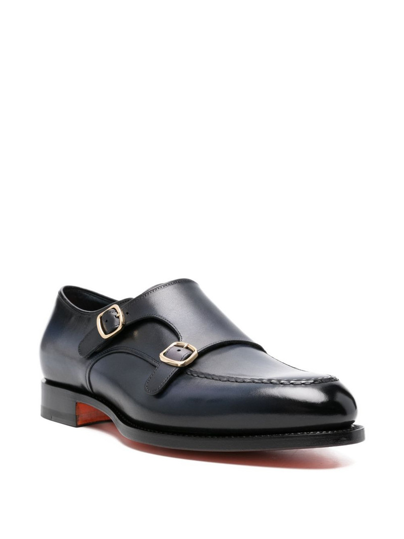 Santoni buckle-fastening leather monk shoes outlook