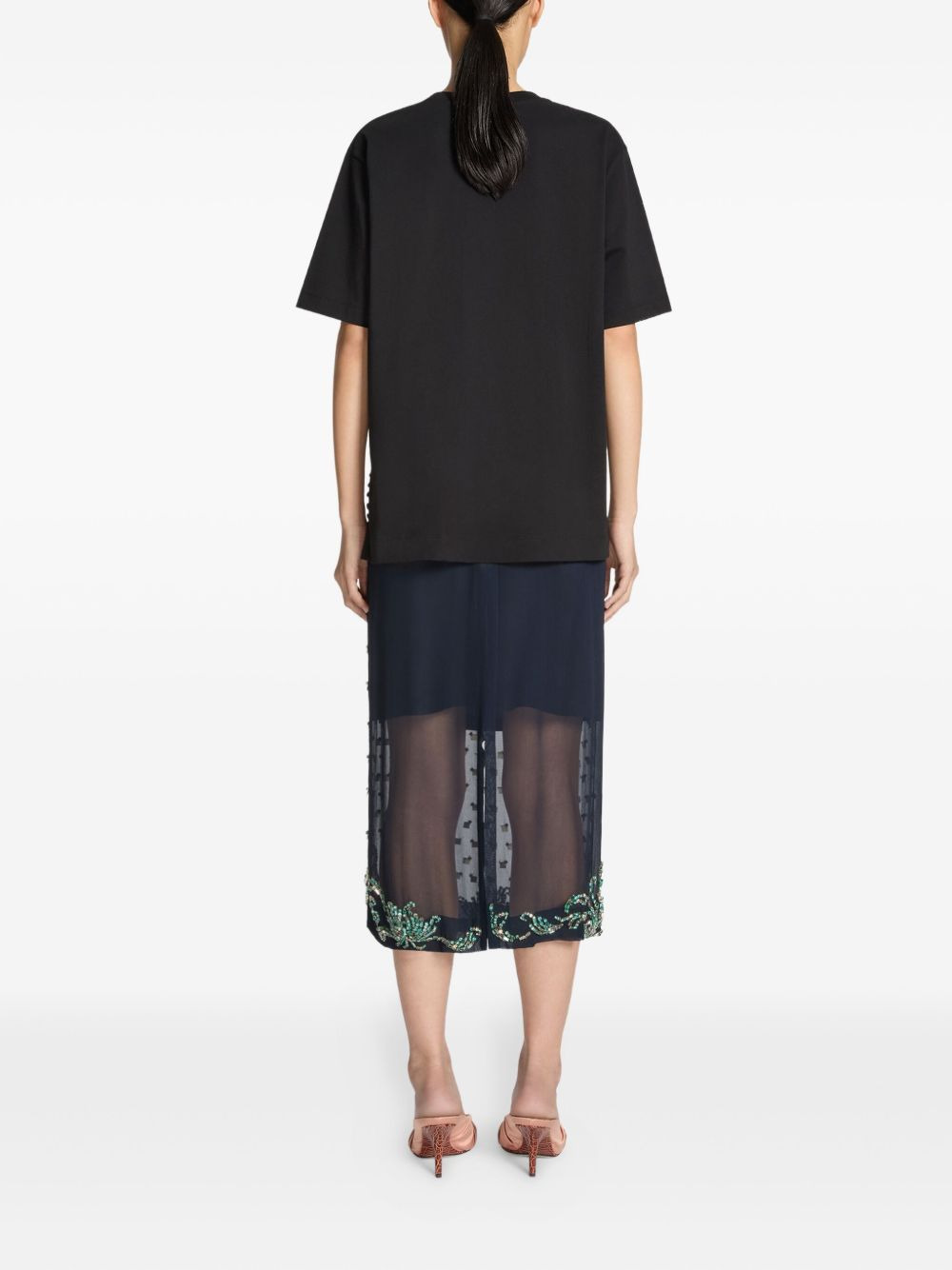 crew-neck button-embellishment T-shirt - 4