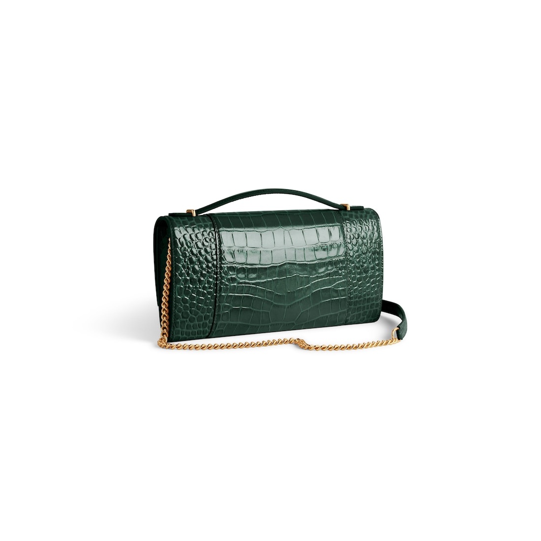 Women's Hourglass Pochette With Chain in Forest Green - 3