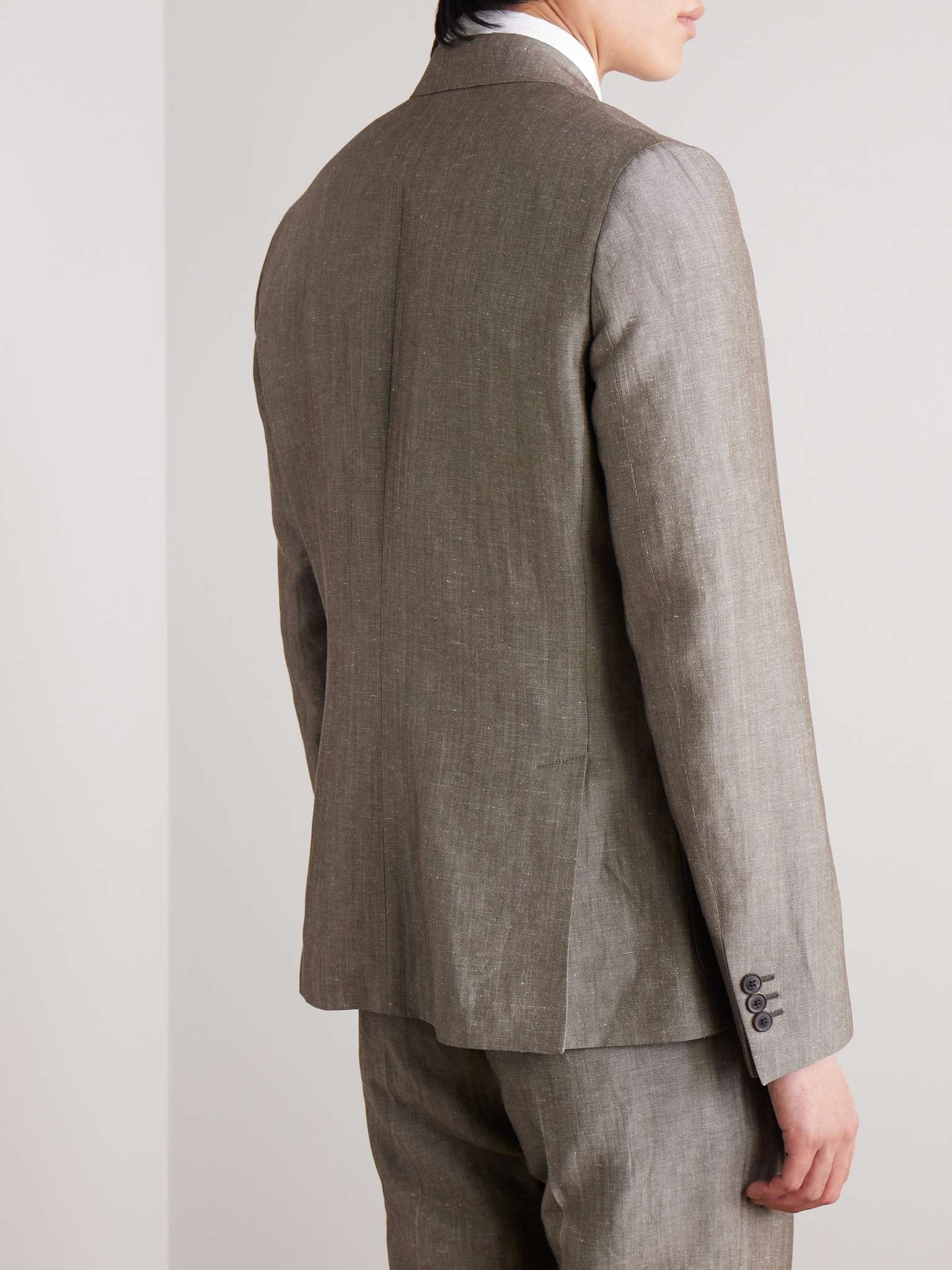 Double-Breasted Linen and Wool-Blend Suit Jacket - 4