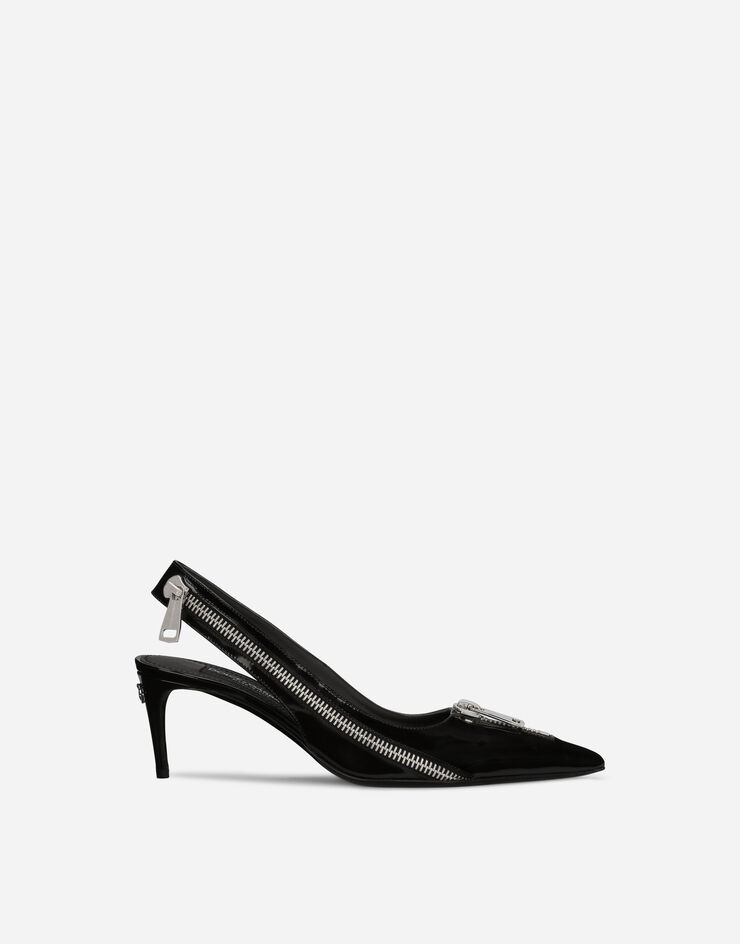 Polished calfskin slingbacks with zipper - 1