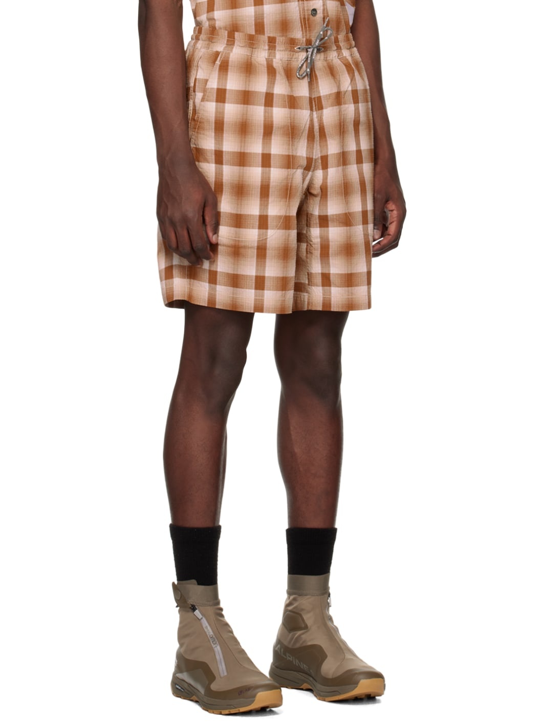 Brown Check Shorts - 3