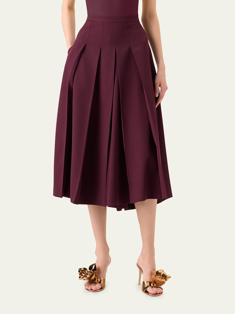 Wool Gabardine Pleated Midi Skirt 4