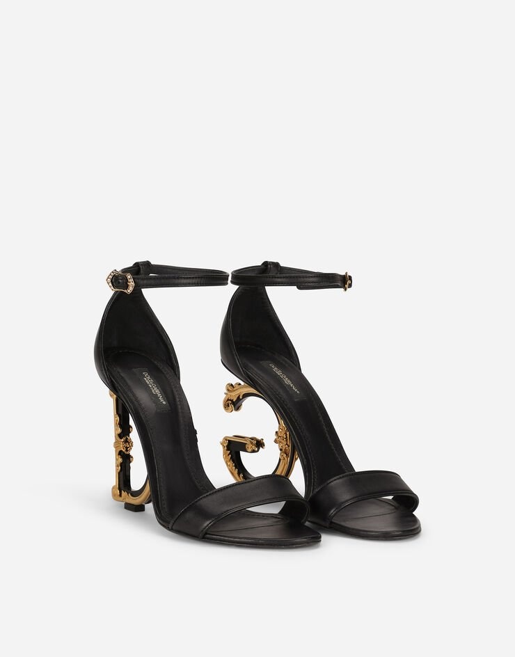 Nappa leather sandals with baroque DG heel - 2