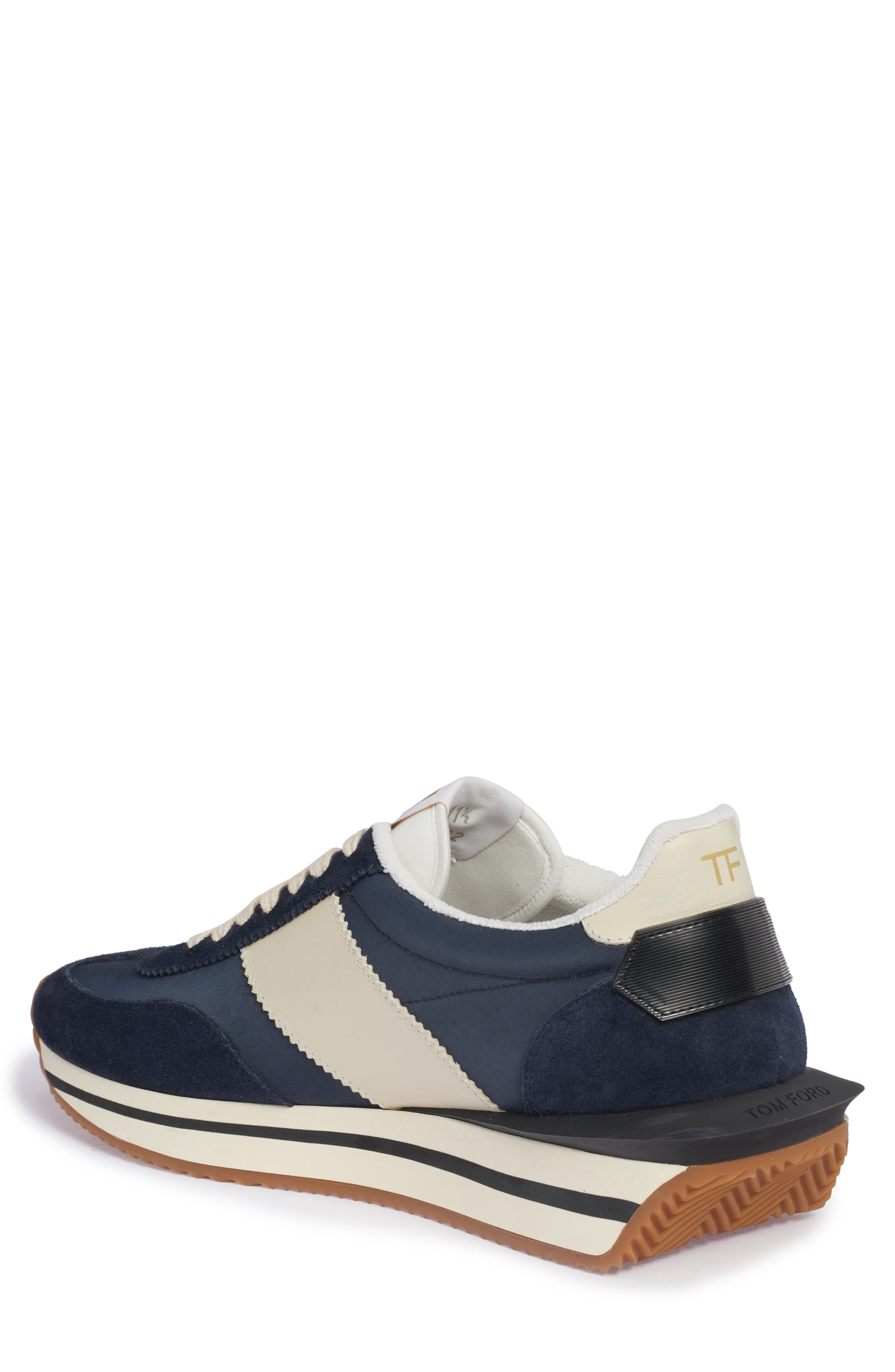 TOM FORD James Mixed Media Low Top Sneaker in Midnight Blue/Beige/Cream at Nordstrom - 2