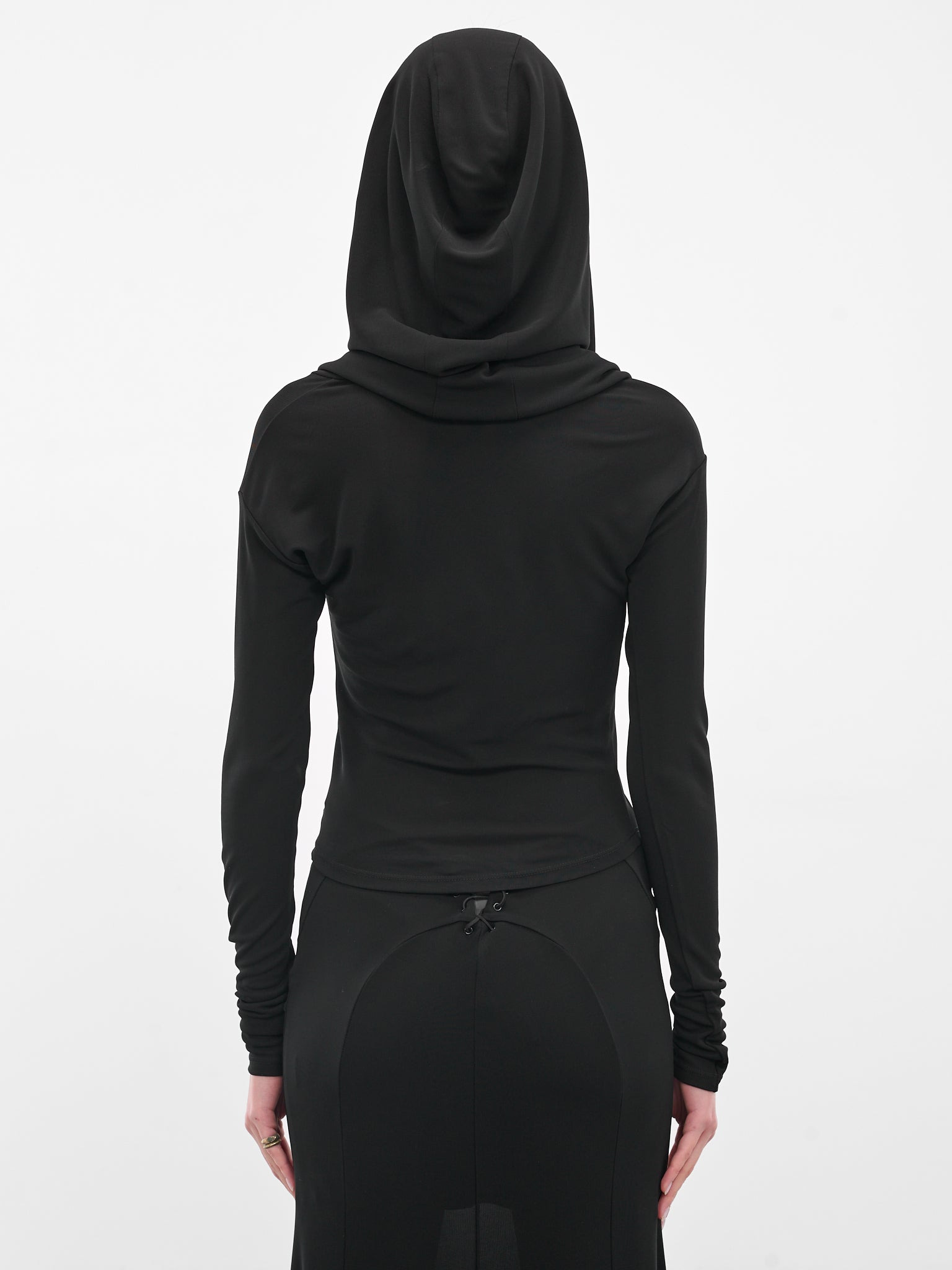 Black Hooded Long Sleeve Top - 3