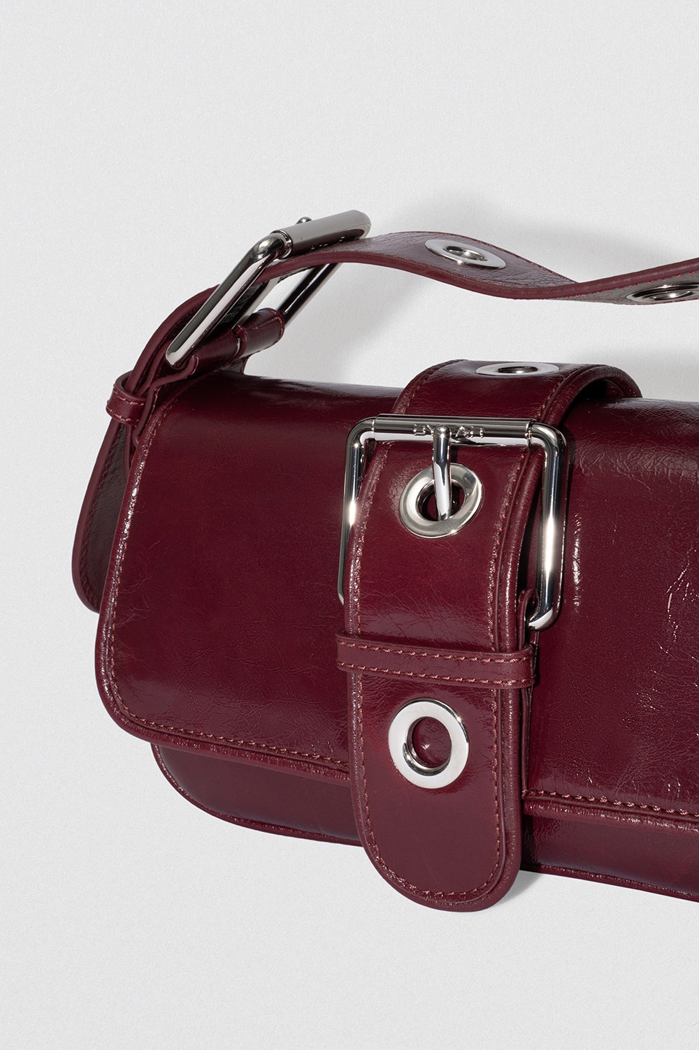 Eloise Sour Cherry Creased Calf Leather Shoulder Bag - 4