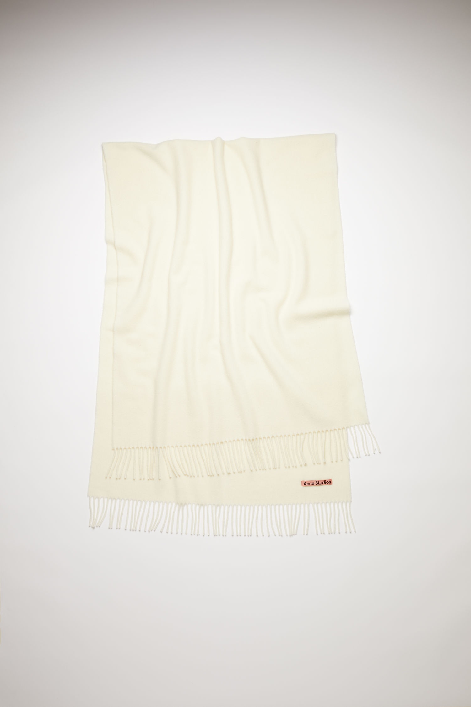 Oversized fringed wool scarf - White - 1