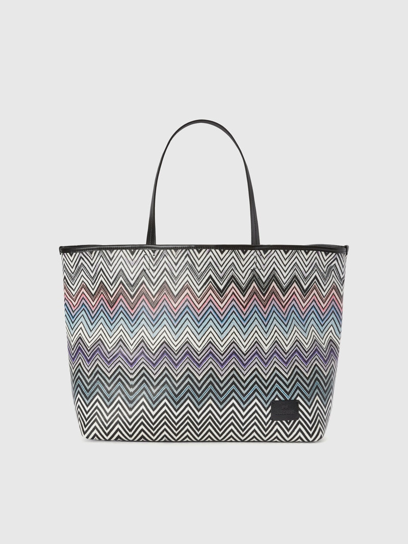 Zig zag cotton shopper with double handles 1