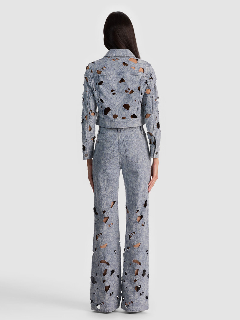 Alice + Olivia CHLOE LASERCUT DENIM JACKET outlook