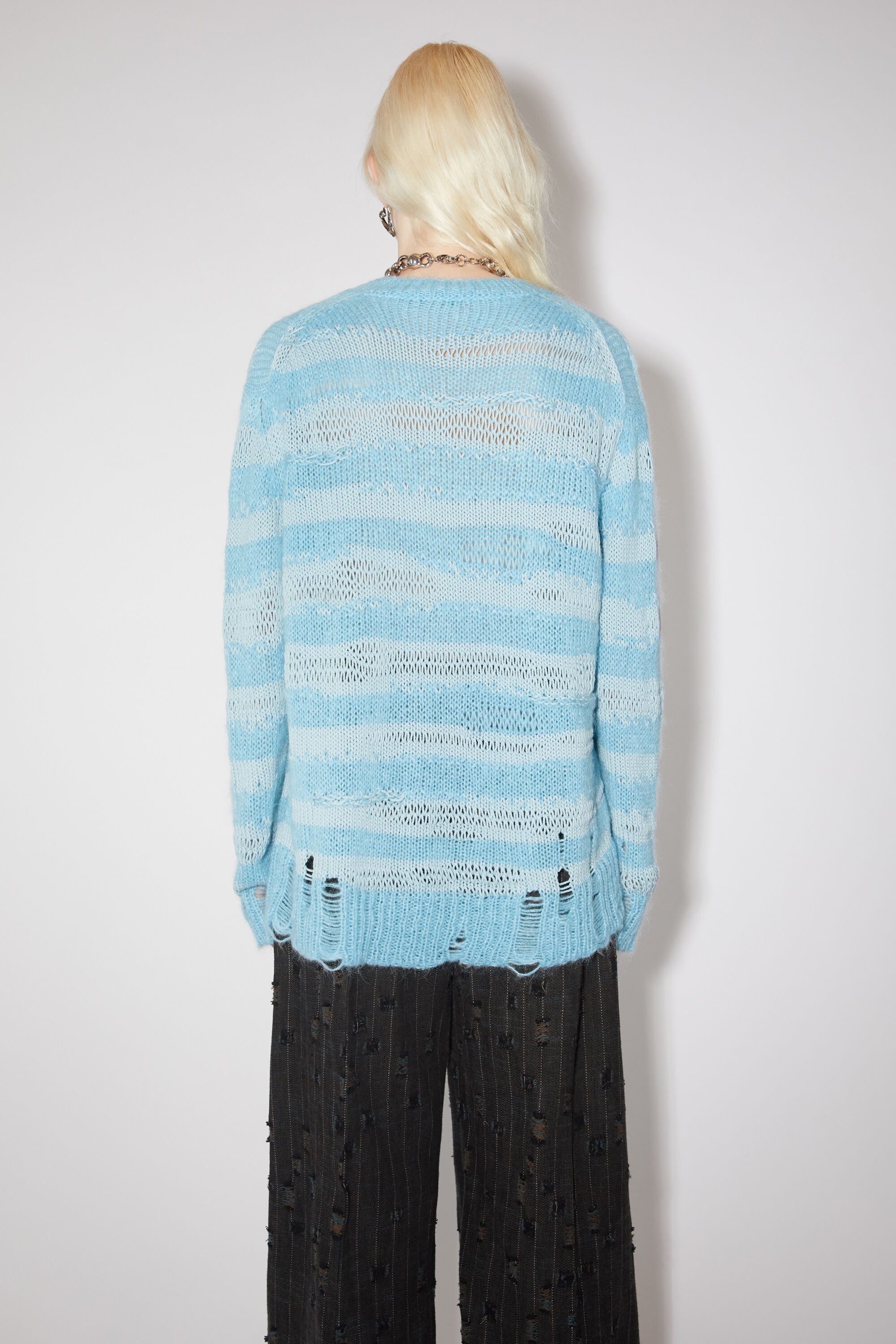 Distressed stripe jumper - Sky blue/powder blue - 3