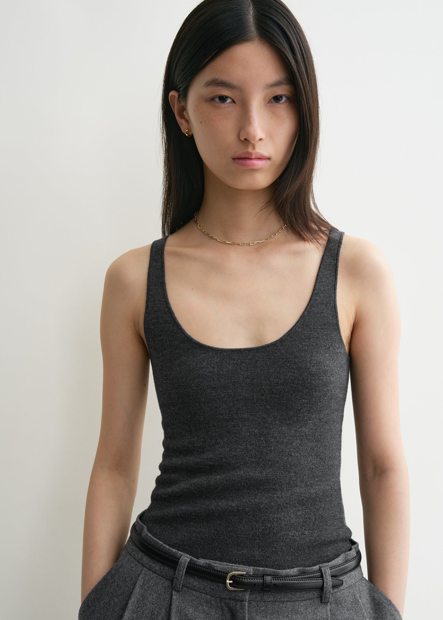 Compact knit tank grey melange - 5