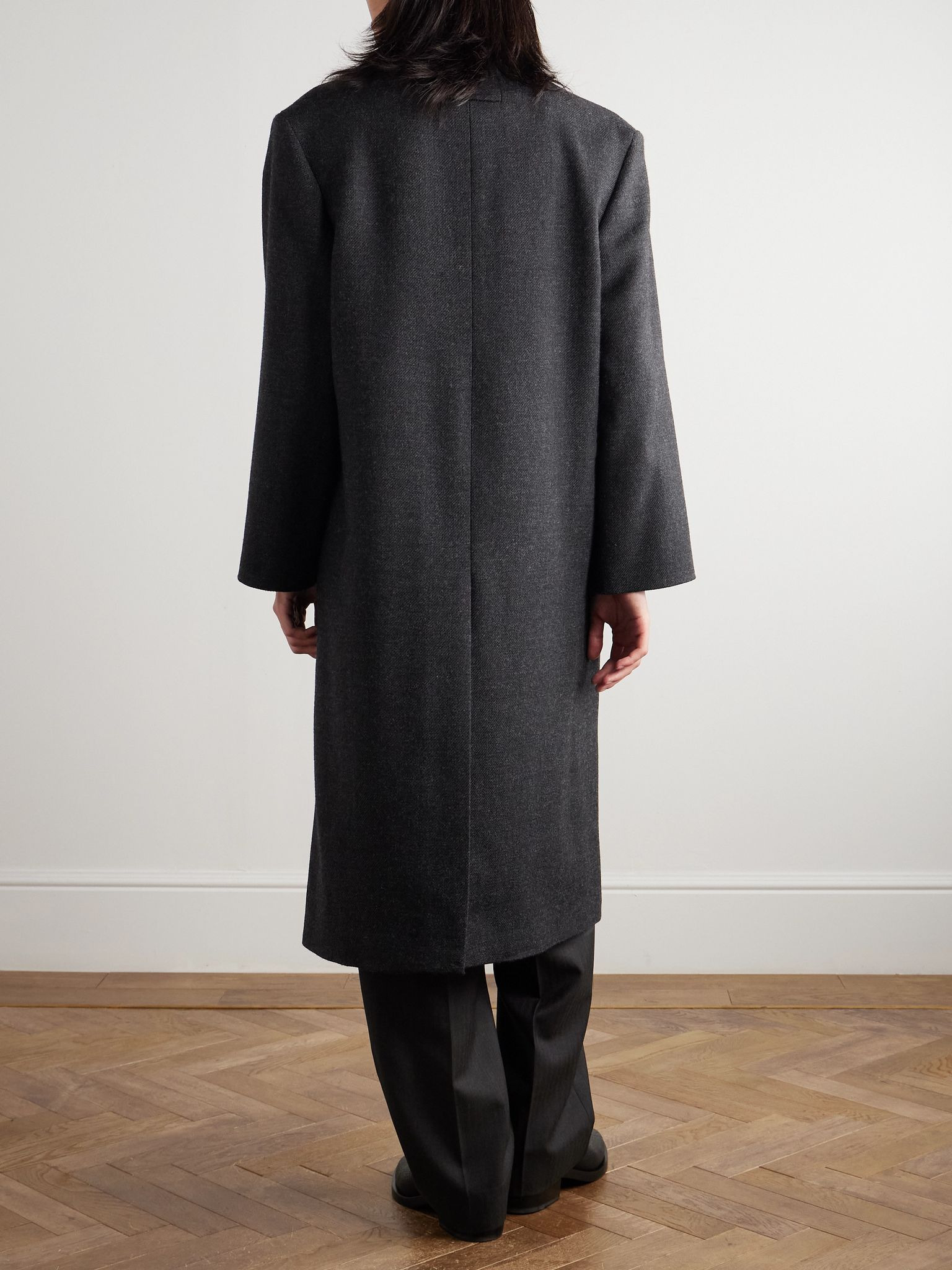Double-Breasted Virgin Wool Coat Black - 4
