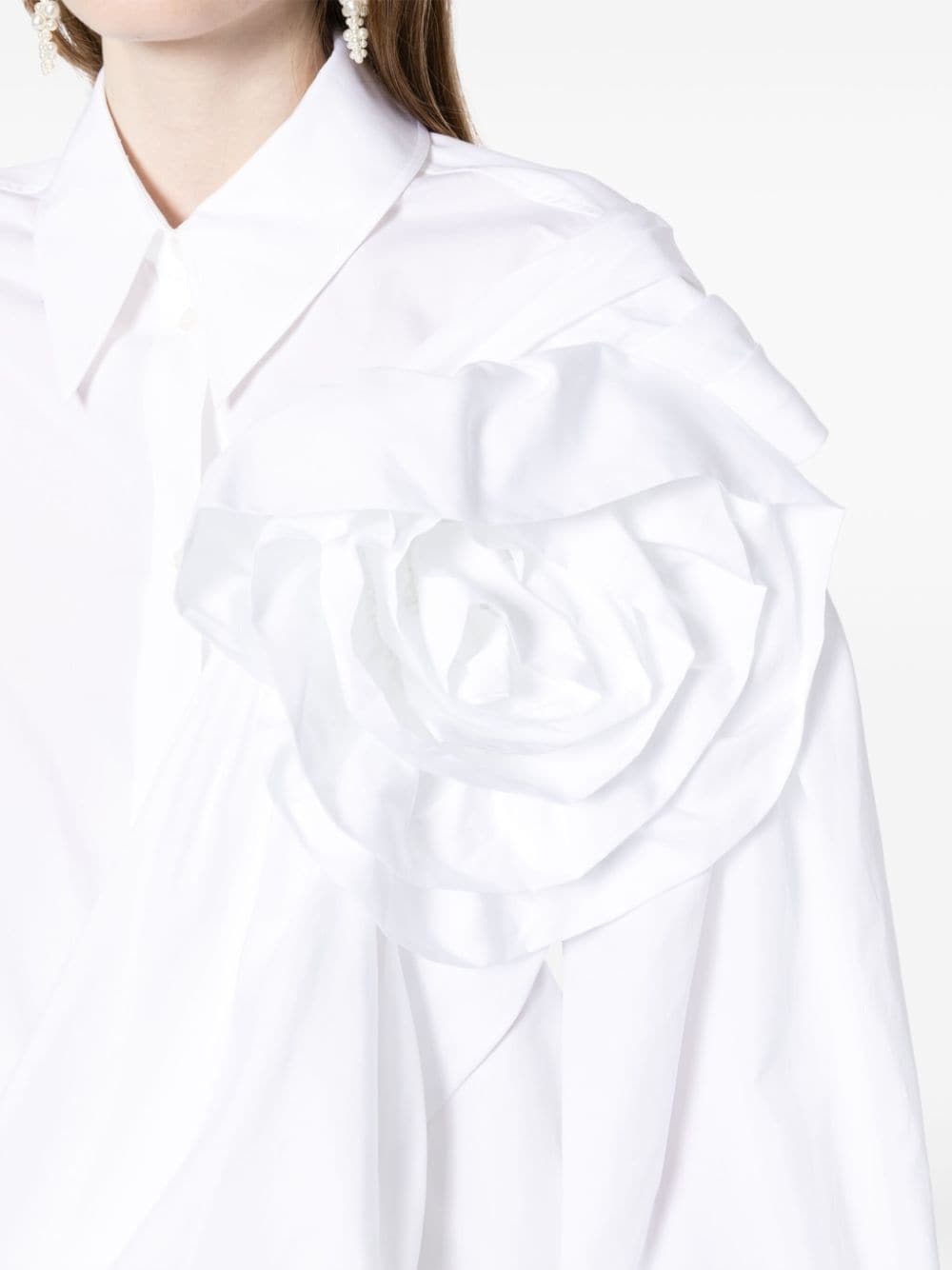 floral-appliquÃ© draped cotton shirt - 5