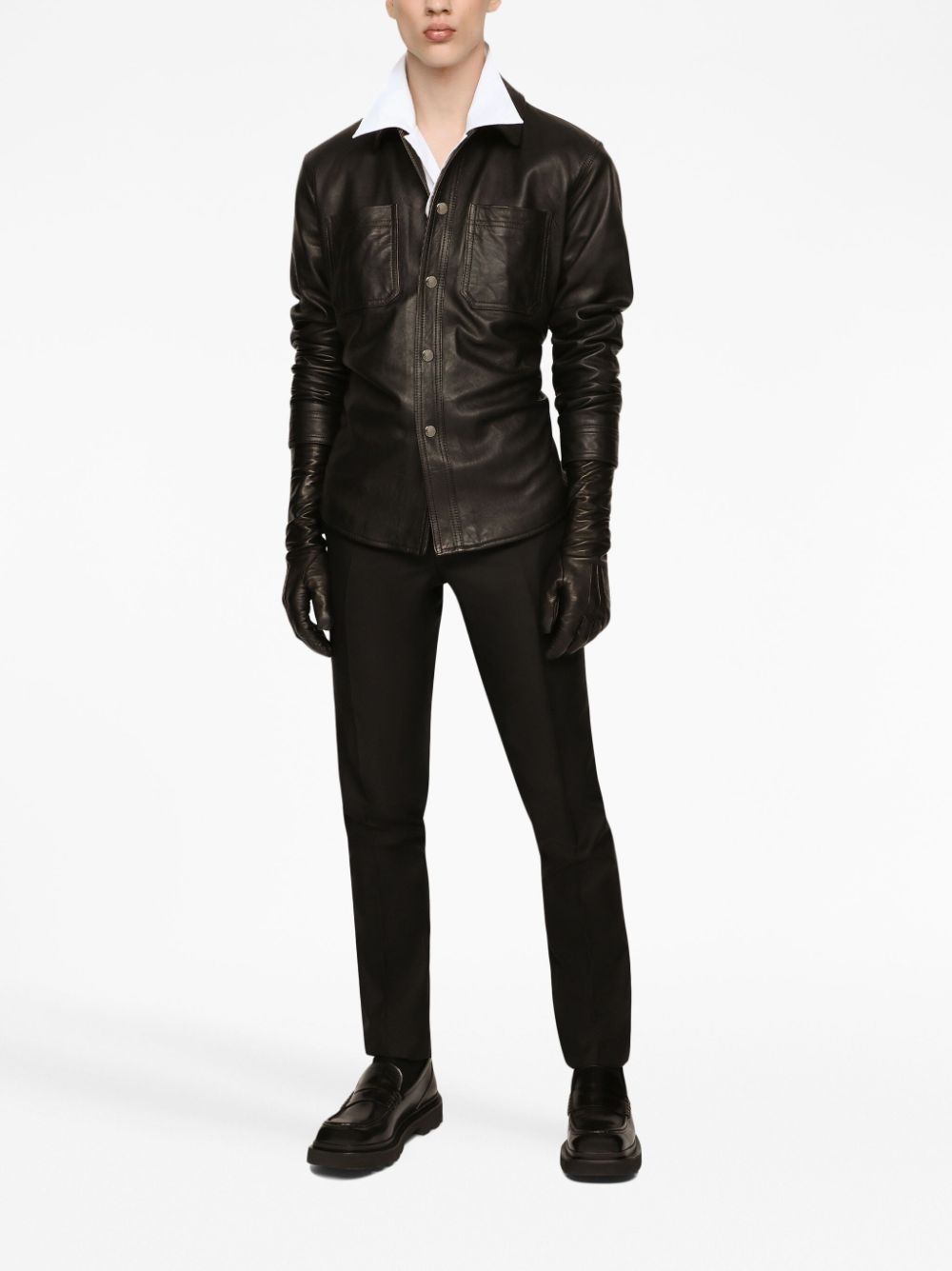 button-up leather shirt - 2