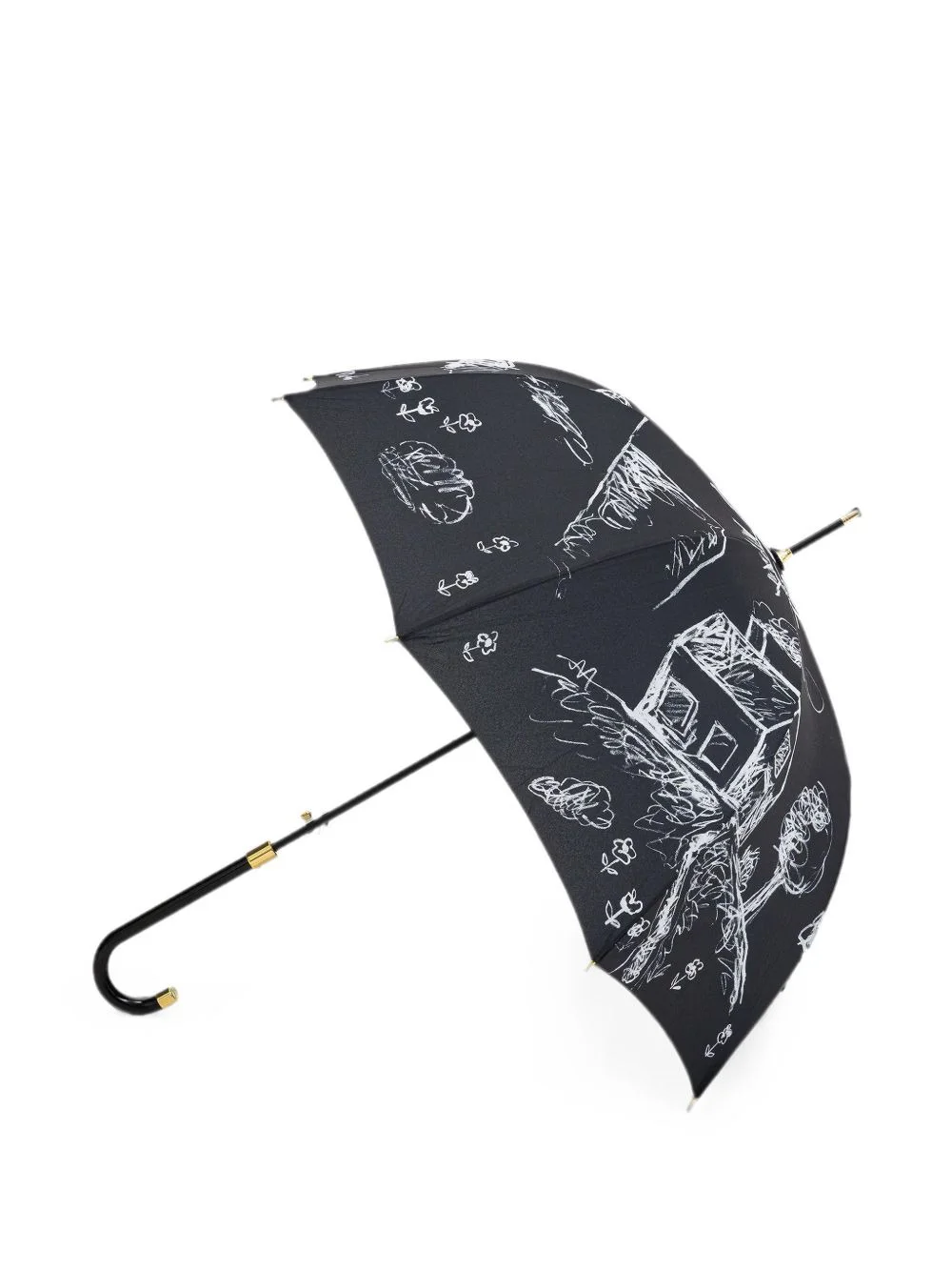 sketch-print curved-handle umbrella - 1