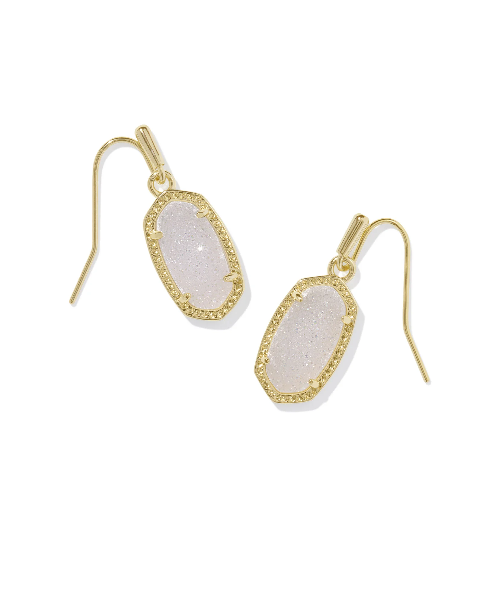 Lee Gold Drop Earrings in Iridescent Drusy - 1