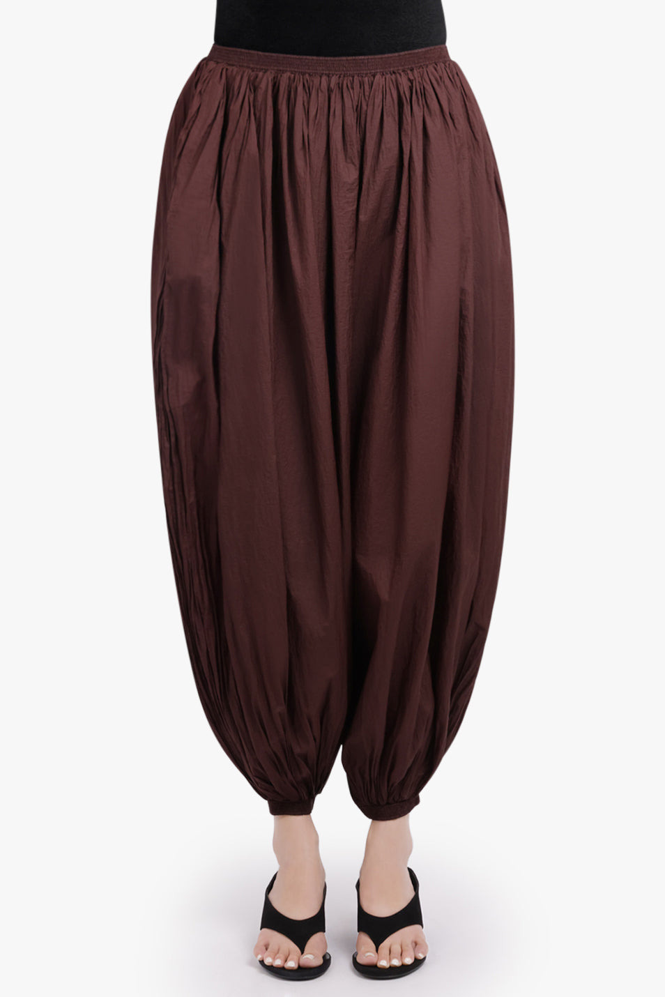 LIGHTWEIGHT ELASTIC WAIST BALLOON LEG PANT | AUBERGINE - 3