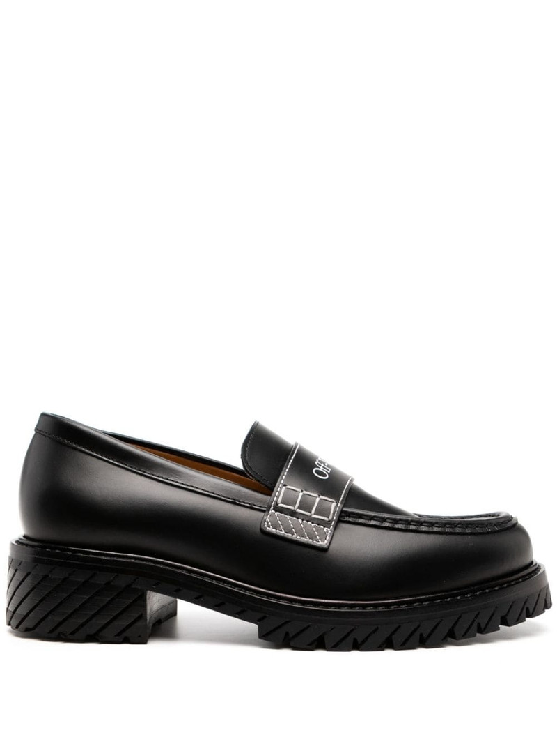 Military logo-print leather loafers 1