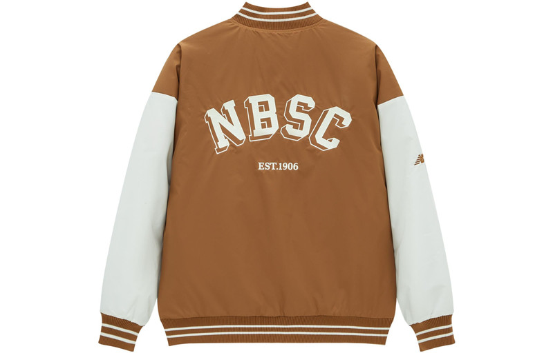 New Balance New Balance Baseball Varsity Jacket 'Tan White' AMJ34309-WOI outlook