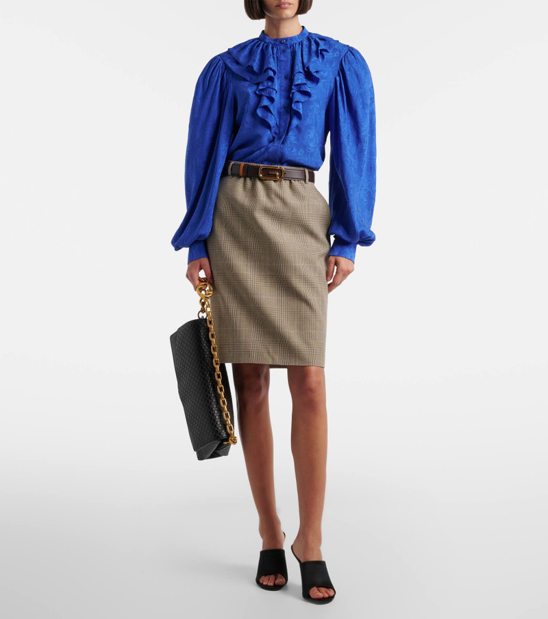 GUCCI Printed ruffled silk satin shirt outlook