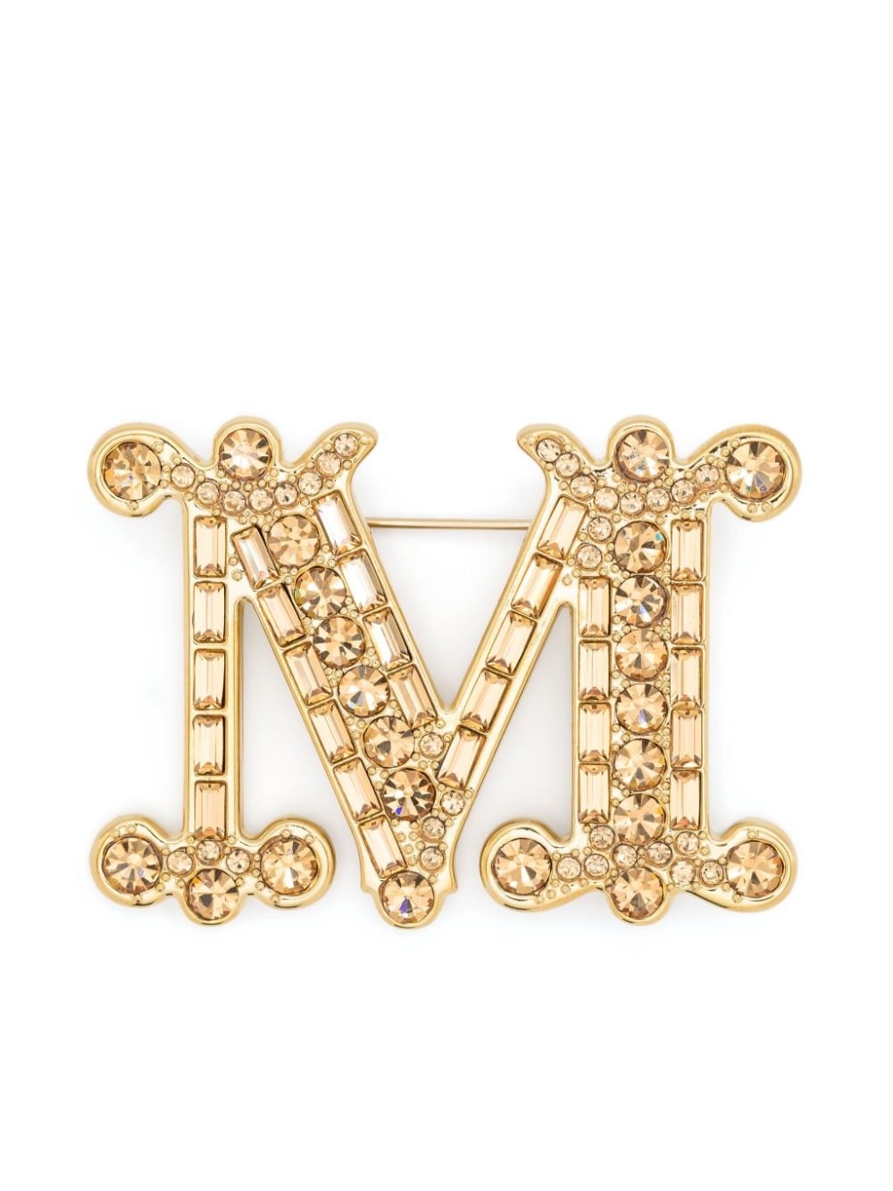 Monogram crystal-embellished brooch - 1