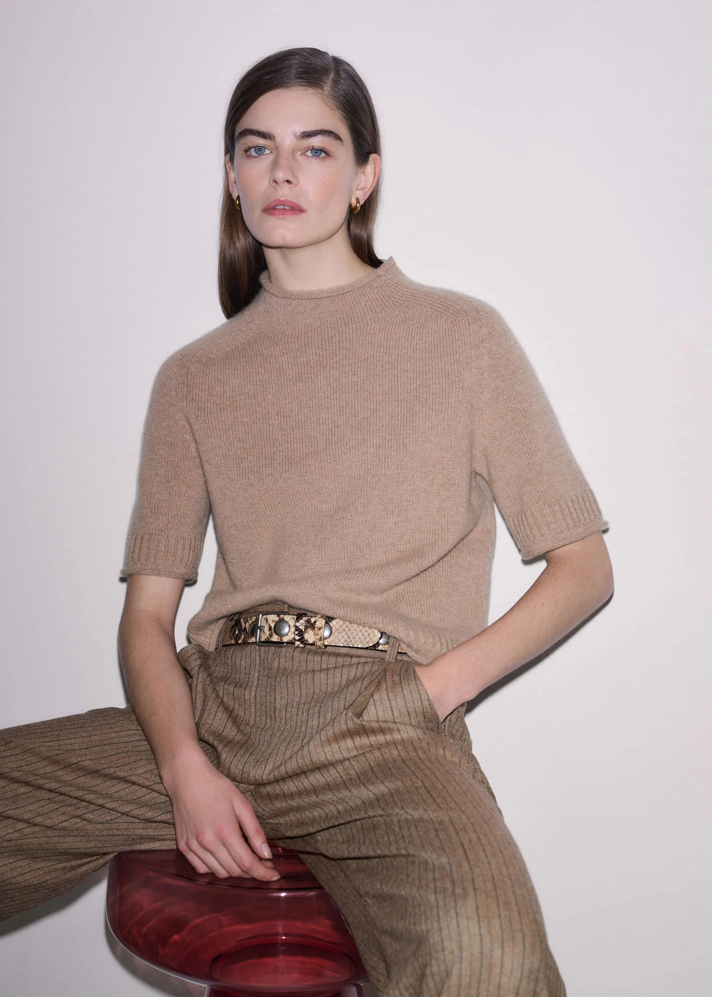 Roll Trim Knit Tee - 1