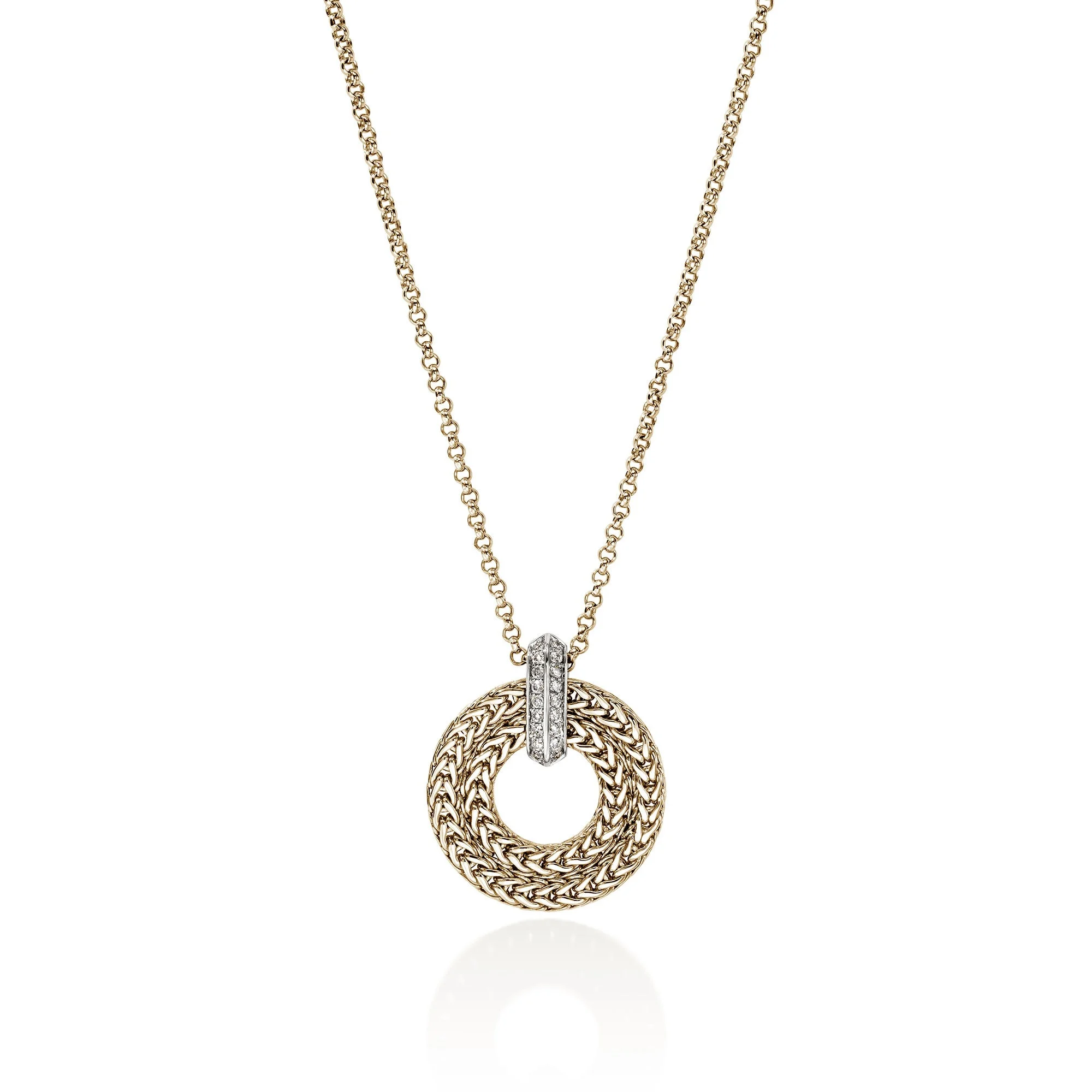 Icon Link Pendant Necklace, Gold, Diamonds, 2MM - 1