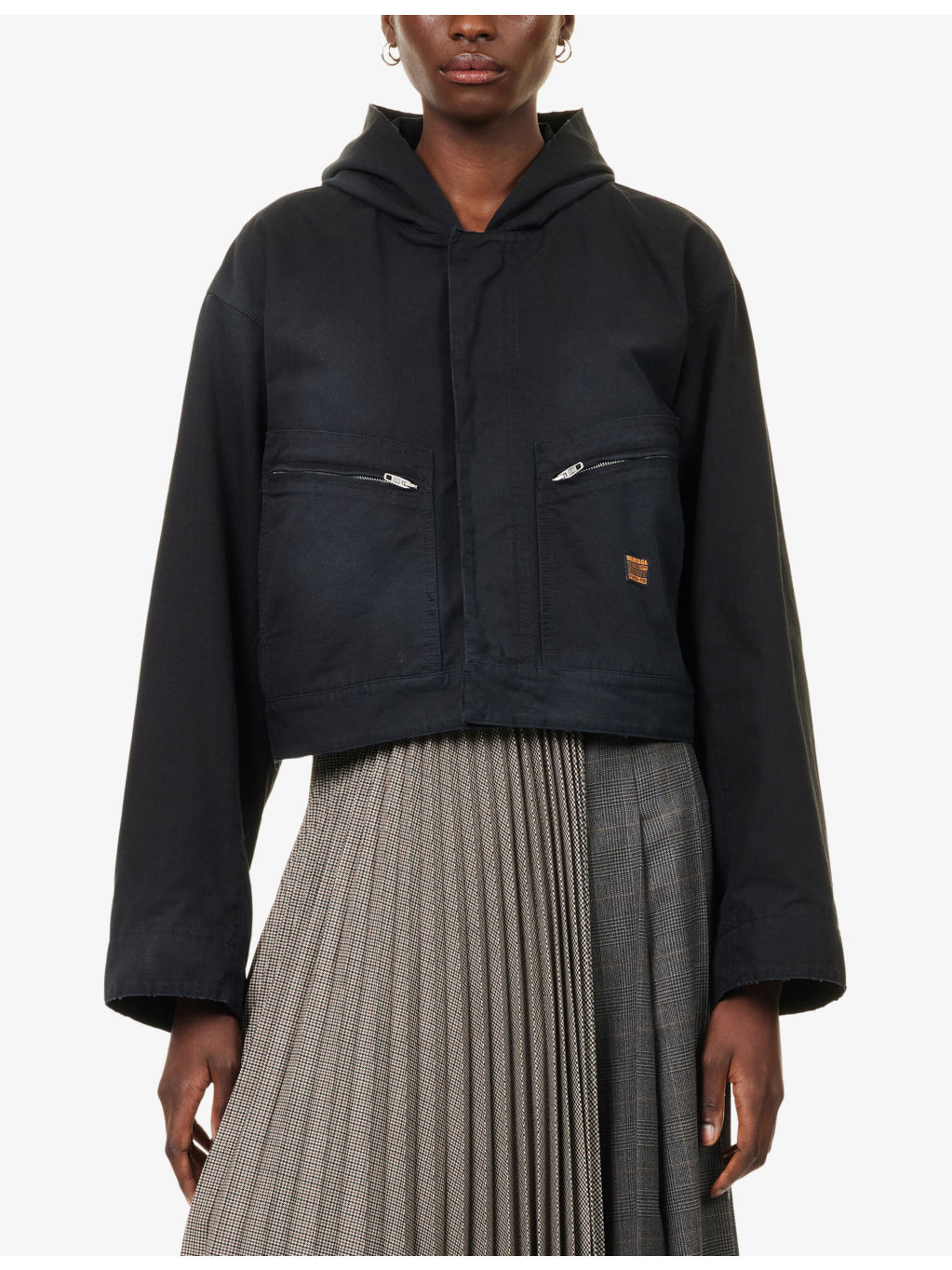 Hooded Cropped Cotton Jacket - 3