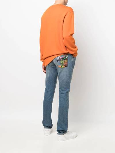 Etro rear tiger-print detail jeans outlook